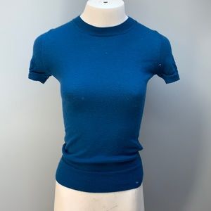 Max Studio Blue Short Sleeve Tight Crewneck